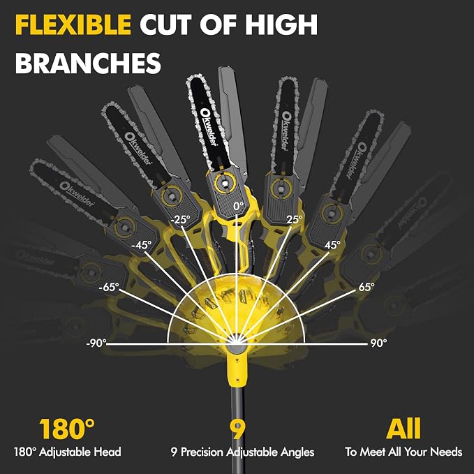 Cordless Pole Saw 8 Inch, 2-in-1 Electric Pole Saws Mini Chainsaw with 2x 3.0Ah Battery Pole Saws for Tree Trimming, Battery Powered Pole Chain Saw for Tree Branches Wood Cutting