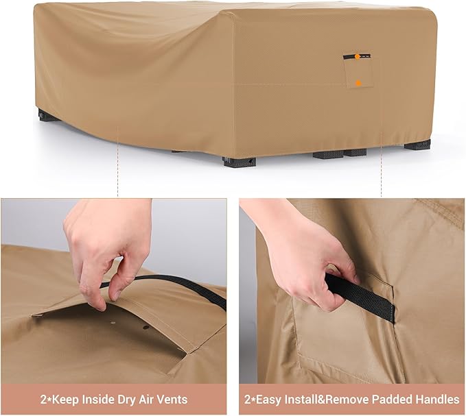 Mrrihand Heavy Duty Patio Furniture Covers, Outdoor Furniture Covers Waterproof Sectional Sofa Set, Patio Table and Chair Set Cover 111" L×74" W×28" H,Brown