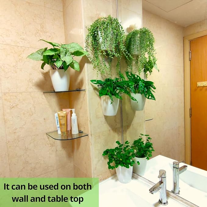 LaLaGreen Bundle- 2-Pack, 16 Inch Rectangular Self Watering Planter + 10-Pack, 4 Inch Self Watering Plastic Pot, Modern Hydroponic Hanging Wall Mount Window Herb Boxes with Drainage Living Plant Decor