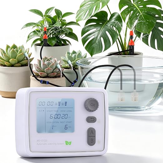 BAOSHISHAN Dual Pump Indoor Plant Watering System for 20 Potted Plants | Dual Zoned Custom Watering, Upgraded 2-in-1 Spray & Drip Emitter, Programmable Leak-Proof Indoor Plant Waterer for Vacation