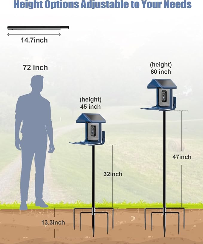 Onlyfly Bird Feeder Pole Stand – 60 Inch Height Feeding Station with 1-Inch Dia Heavy Duty for Hanging Feeders, 2026 Upgraded Bird House Pole Mount Kit for Outdoor, Slip-Fit Connection