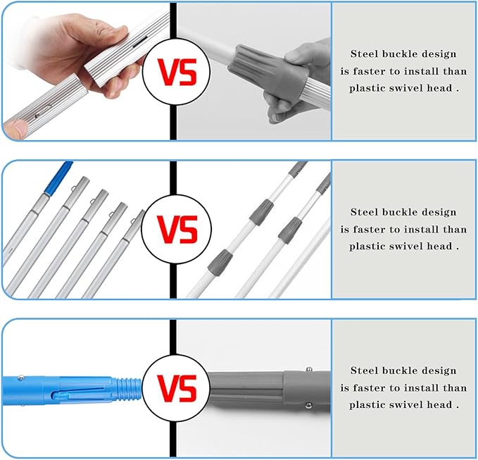 40FT Water Fed Pole Kit Adjustable Solar Panel Cleaning Kit Cleaner Tool for Window Glass Roof Outdoor Glass Brush Window Washing Equipment (40FT)
