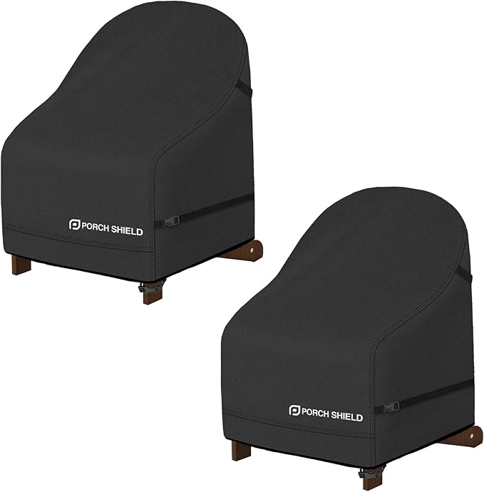 Porch Shield Waterproof Patio Adirondack Chair Cover 2 Pack Fits Outdoor Chairs 32W x 34D x 36H inch, Black