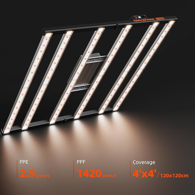 Spider Farmer SE5000 480W LED Grow Light,Smart Remote App Control, Full Spectrum Dimmable Daisy Chain Bar Style Growing Lamp for Indoor Plants, 4x4ft Coverage