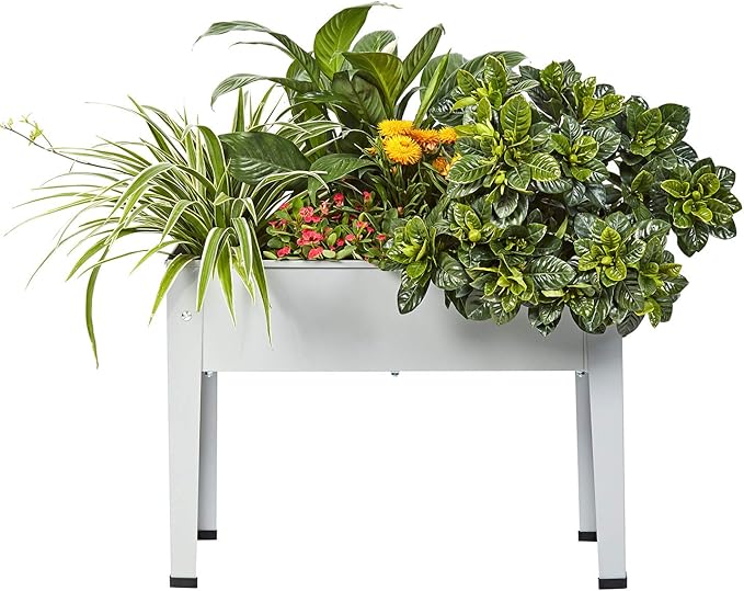 Raised Garden Bed, Garden Raised Planter Box with Legs, Galvanized Garden Planter for Herbs and Vegetables, 24" Grey