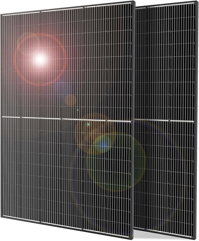 DOKIO Monocrystalline Solar Panel Size 800W (2×400W) 31V for 12/24V Devices, Aluminum Frame, 3m Cable, Pre-Drilled Holes for Yard, Garden, Shed, Off-Grid Power