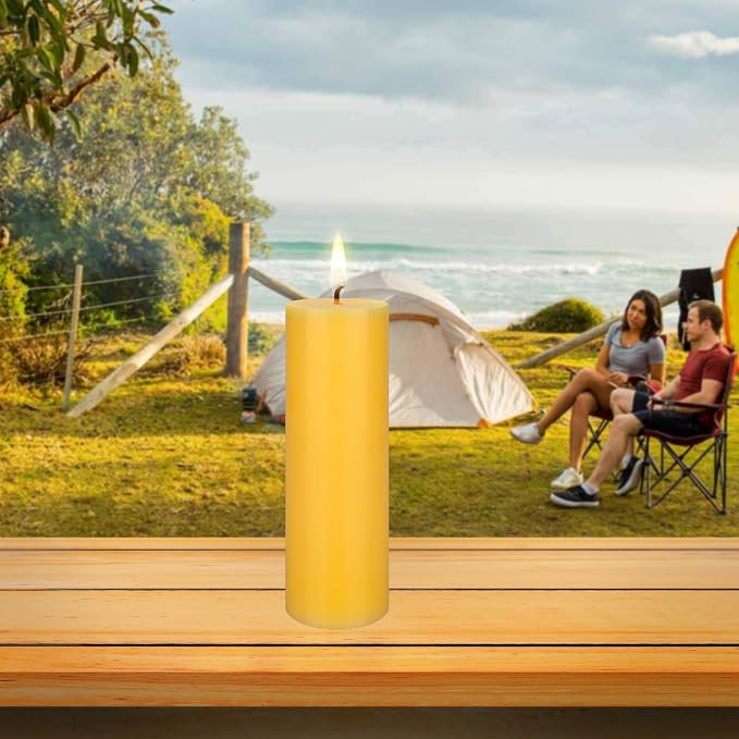 Mega Candles 3 pcs Scented Solid Citronella Pillar Candles, Hand Poured Wax Candle 3 Inch x 9 Inch, Indoor & Outdoor Use, Camping, Festivities, Events, Party Usage, Patio, Barbecue BBQ, Picnics