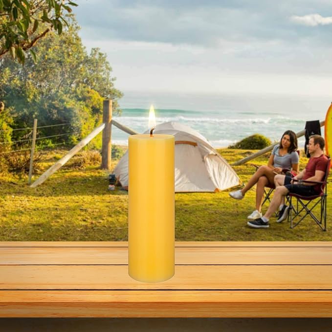 Mega Candles 6 pcs Scented Solid Citronella Pillar Candles, Hand Poured Wax Candle 3 Inch x 9 Inch, Indoor & Outdoor Use, Camping, Festivities, Events, Party Usage, Patio, Barbecue BBQ, Picnics