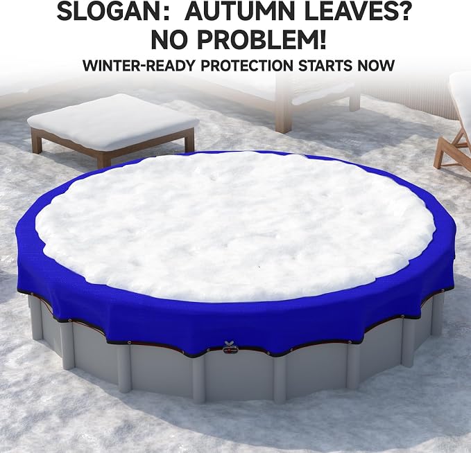 [Ultra Thick] 21FT Round Winter Pool Covers for Above Ground Pool Covers Easy Install 195GSM 500D,UV & Tear Resistant, Upgraded Heavy-Duty Winch, Reinforced Edges,Extra 4Ft Overlap