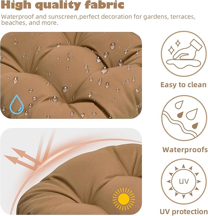 Outdoor/Indoor Chair Cushions Burgundy, Tufted Patio Seat Cushions Round Corner, 2 Pack Waterproof Chair Pads with Ties, 19"x19"x3.9"