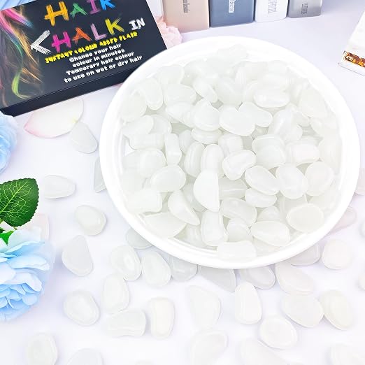 300PCS 1-1.2" White Glow in The Dark Rocks Outdoor Decorative Stones Luminous Pebbles Glow Stones for Patio Landscaping Walkway Driveway Large Glowing Stones Garden Stones(300pcs)