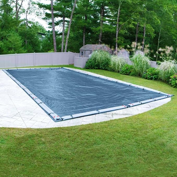 Robelle 30 x 60 ft Heavy Duty Blue Winter Pool Cover for Inground Pools, 5 ft Overlap (35 x 65 ft Cover Size), Solid 8 x 8 Scrim, 2.36 oz/yd2, 10-Year Warranty, Style: 353060R