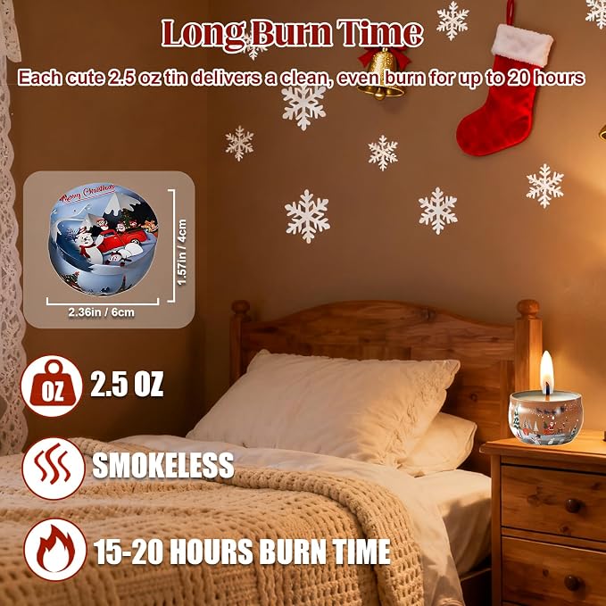Christmas Scented Candles Gift- Aromatherapy Candle-Soy Wax-Long Lasting Burn time, Gifts for Women & Men,Home Decor,Scented Soy Candle Set,Holiday Home Scent (9, Christmas-Scented Candles 3)