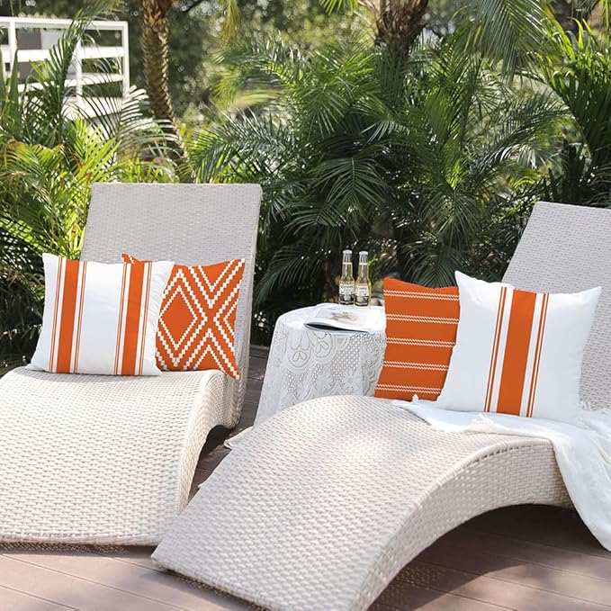 DFXSZ Outdoor Pillow Covers 20x20 Inch Set of 4 Waterproof Modern Geometry Throw Pillows Outdoor Summer Waterproof Decor for Patio Funiture Garden Polyester Cushion Covers 013E
