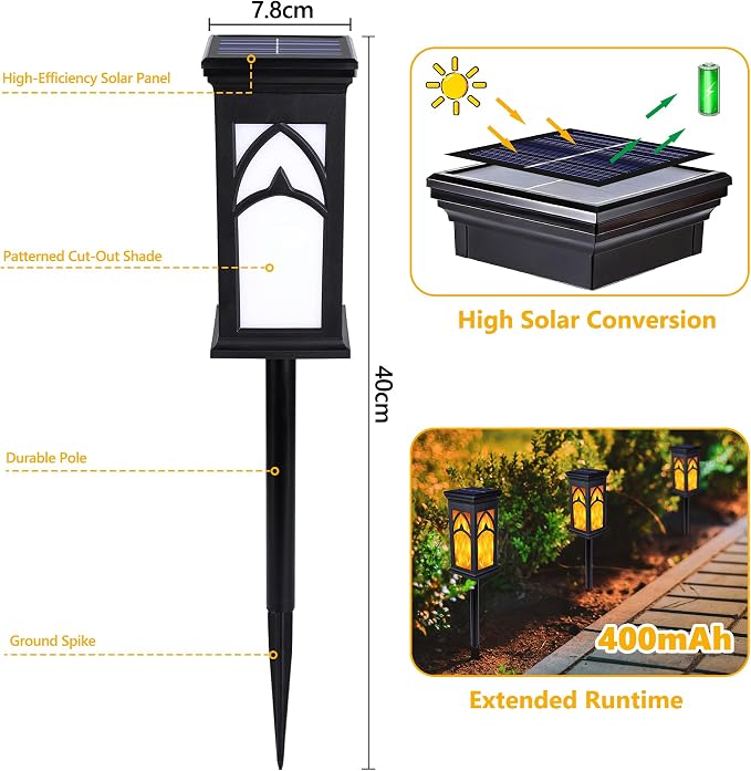 Solar Lights Outdoor, 10 Pack Solar Torch Light with Flickering Flame, Waterproof Garden Lights Outdoor Landscape Lighting, Flame Torches for Outside Patio Pathway Walkway Yard Lawn Decorations