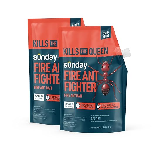 Sunday Fire Ant Fighter, Kills Fire Ants and Harvester Ants, Bio-Based Bait Granules, Colony Control in 24 Hours, Outdoor Use for Yard and Garden, 2-Pack (2 x 1 lb Bags)