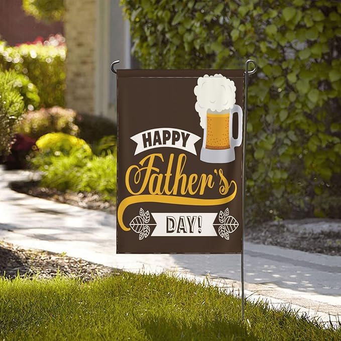 Delerain Happy Father's Day Garden Flag, 12.5 x 18 Inch Double Sided Design Weather Resistant Indoor & Outdoor Decoration Small Banner for Home Yard Lawn Patio Office
