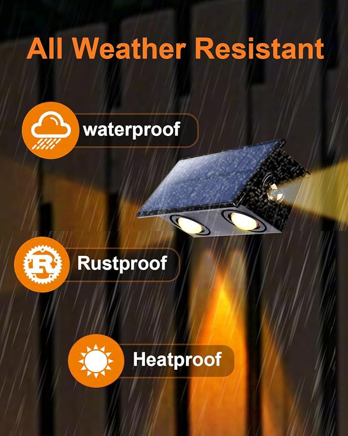 Solar Step Lights (Warm, 3Sides-4Pack) | Solar Powered, Outdoor Steps