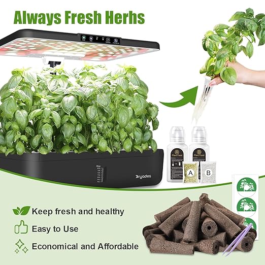 105 Pcs Grow Sponges and Hydroponics Plant Food Compatible with Aero Garden and All Brands - Seed Pods Lables and Indoor Plant Fertilizer for Z214 Indoor Garden Hydroponics Growing System