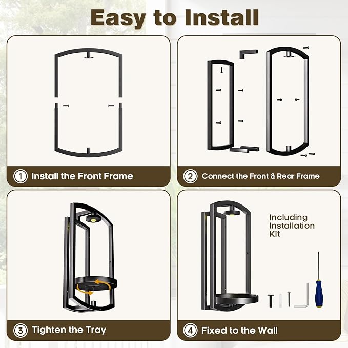 Aisdan Wall Plant Holder, Wall Planters for Indoor Plants with Wireless Remote Lights, Frame Plant Wall Shelves Wall Mounted Plant Holder for Living Room, 2 Pack