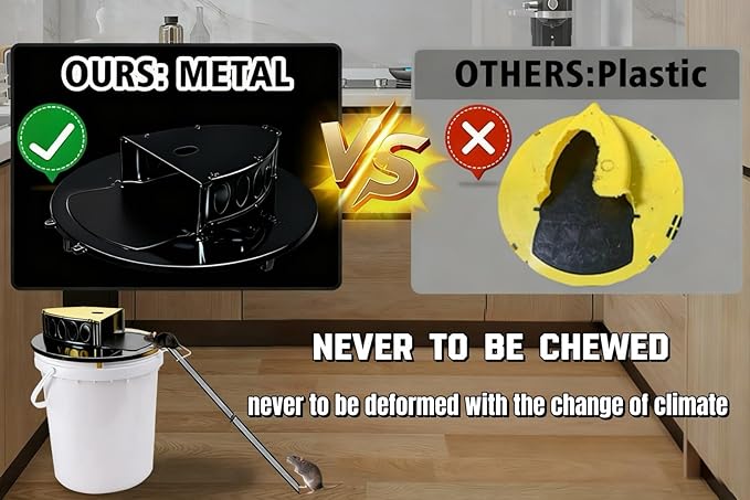 Bucket Lid Mouse Trap Metal 5 Gallon Bucket lid, Strong Material That Will Not Deform or be Bitten, Humane or Lethal Rat Traps, Auto Reset, Repeat Catch for Indoor Outdoor