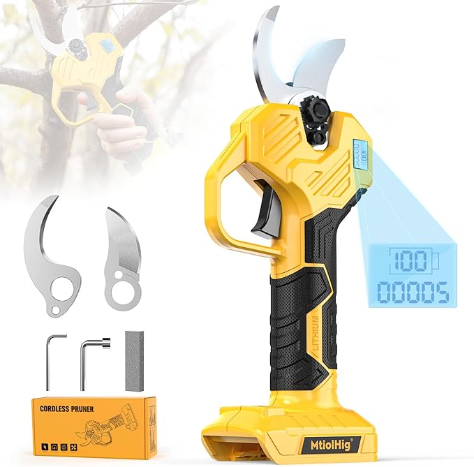 Brushless Electric Pruning Shears Compatible with DeWALT 20V – 26000RPM Cordless Garden Pruner, 0.8-2 inch Max Cutting Diameter PVC Cutter Tree Trimmer with LCD Display & SK7 Blades(Tool Only)