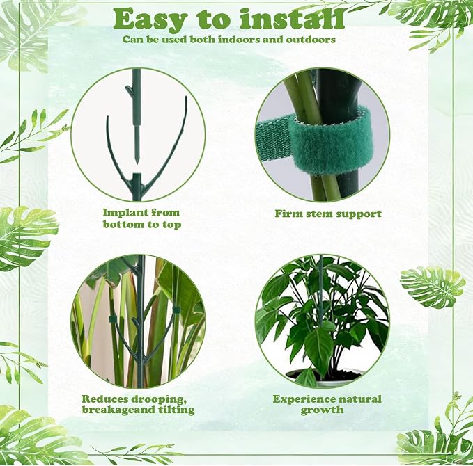 Stackable Monstera Moss Pole - 10 PCS Coir Plant Support Stakes for Indoor Plants, Bendable Totem Pole for Climbing Vines, Money Plant | Durable Indoor Plant Stakes (10 Pack)