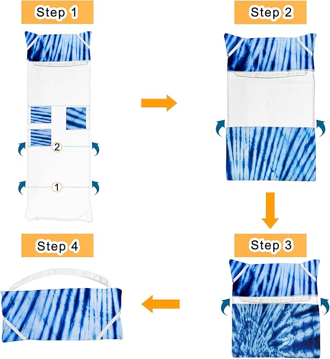 Lounge Chair Towel Cover (Pack of 2), Tie Dye Style Chaise Lounge Cover, Beach Chair Covers with Pockets for Pool Beach Garden Courtyard Outdoor Trips, 85 x30 in, Royal Blue