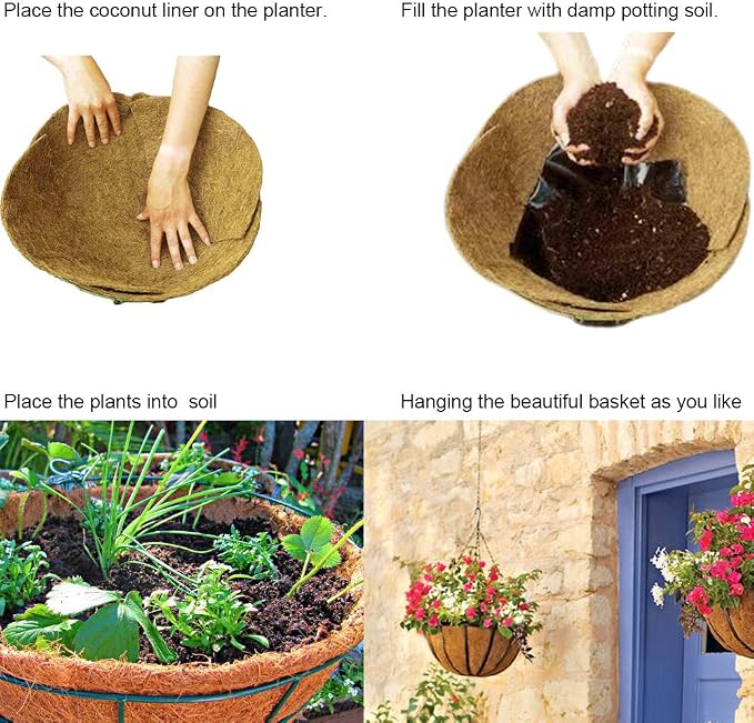 Coco Liners for Planters Round Basket Shaped Coconut Fiber Replacement Liners (2, 18 Inch)