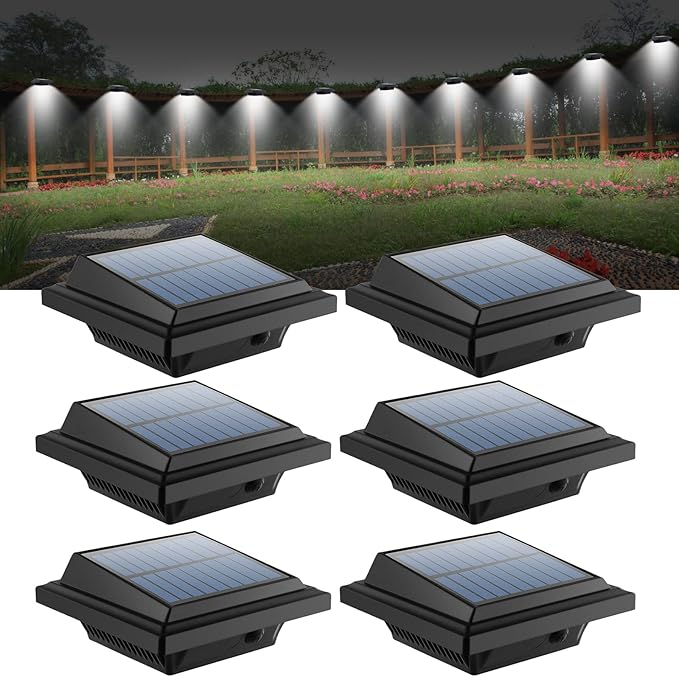 Solar Gutter Lights Outdoor, 40 LEDs Bright Solar Powered led Fence Light Deck Lights Waterproof for Wall, Deck, Fence, Stair, Step and Yard (Black Shell, 6 Pack, Cool White)