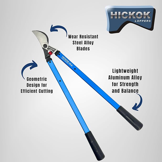 Hickok Heavy Duty Loppers for Tree Trimming – 28" Branch Cutter & Pruning Shears with Long Handle | Lightweight Aluminum Tree Trimmer | Professional-Grade Pruner Made in USA