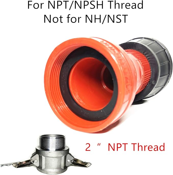 SAFBY Fire Hose Nozzle Thermoplastic Fire Equipment Spray Jet Fog (2" NPSH/NPT)