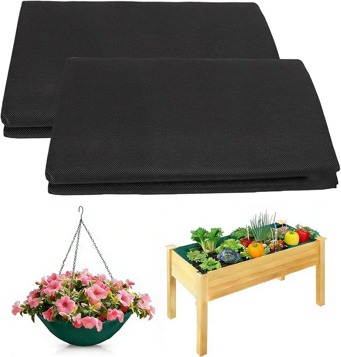 2 Pack 63"x83" Heavy Duty Non Woven Raised Garden Bed Liner, Cuttable Reusable Planter Box Liner