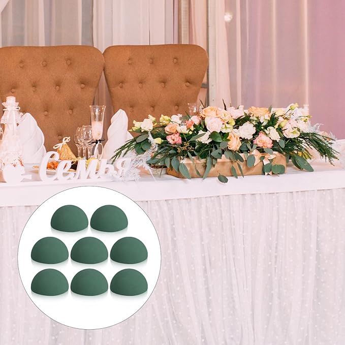 Shihanee 8 Pcs Half Ball Floral Dry Foam Green Round Foam Block Dry Balls Large Flower Craft for Artificial Plant Bouquet Arrangement DIY Craft(3.54 x 1.77 Inches)