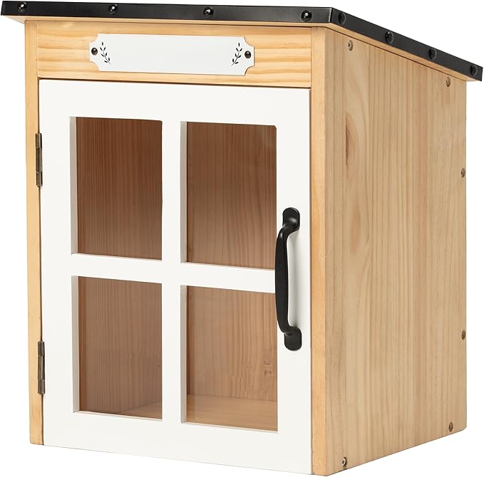 Outdoor Book Sharing Box: Natural Wood Library with Reinforced Waterproof Roof, DIY Book Sharing Storage Box for Outside Neighborhoods Community Schools (Wood Sloped Roof)