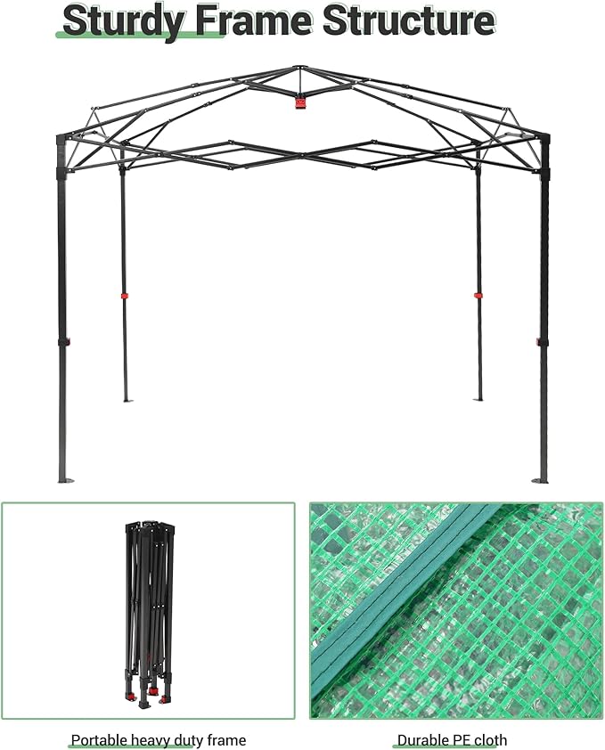 6x8 ft Portable Green House for Outdoor, Pop Up Grow Tent for All Seasons, Heavy-Duty PE Cover Greenhouses Kit for Indoor, Zippered Doors & Mesh Windows,