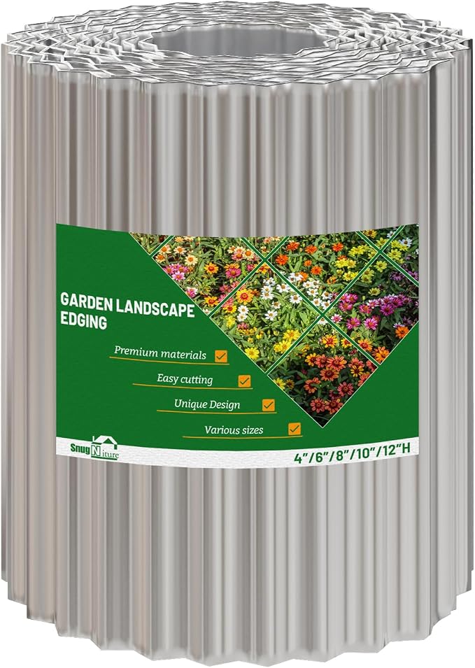 SnugNiture Corrugated Metal Garden Edging,8" x 20' Sturdy Lawn Edging Border,Landscape Edging Border for Lawn, Flower Bed,Garden and Yard