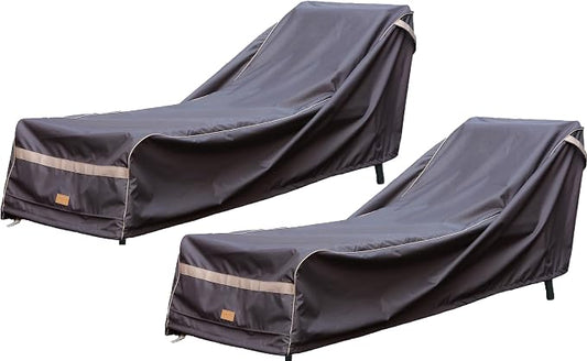 Patio Chaise Lounge Cover Waterproof,Heavy Duty Outdoor Lounge Chair Covers,Dark Grey Durable Patio Furniture Covers,2Pack,80L*28W*30Hinch