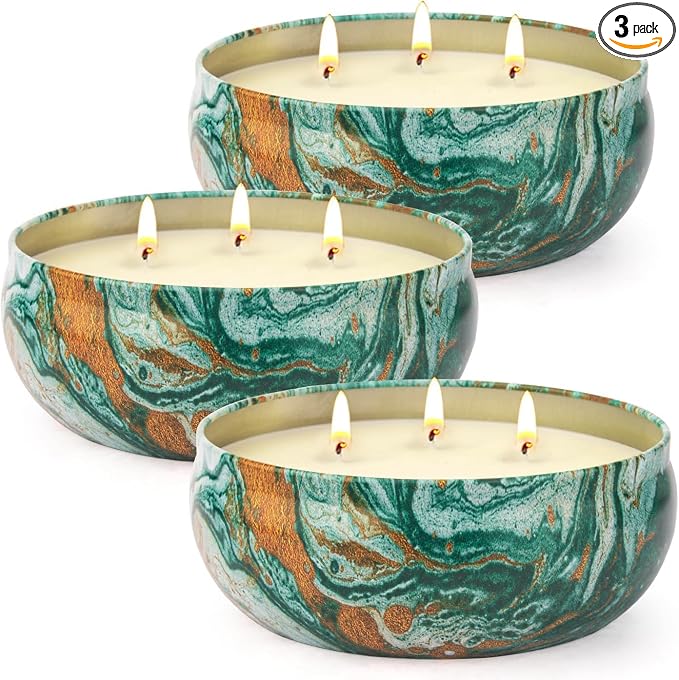Citronella Candles Outdoor – 3 Pack x 14oz, Large 3-Wick Soy Wax Tin Candles for Home Patio up to 270 Hours Burning, Lemograss Candle Bulk for Outside Garden Yard Balcony, Summer Camping Huge Candle