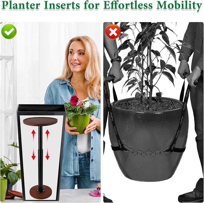 LUTTY Wooden Adjustable Plant Risers for Inside Pot,7.9-13.8 inches Tall Tapered Plant Riser Fill Bottom of Tall Flower Pots and Large Plants Containers, Rise Filler Riser of Flower Pots