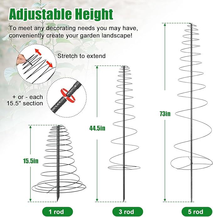 2 Pack Spiral Metal Garden Trellis for Climbing Plants Outdoor - 72" Large Heavy Duty Plant Support Tower with Center Pole, for Outdoor Garden, Raised Bed,Backyard,Container Gardening