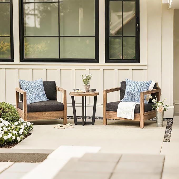 LVTXIII Outdoor Throw Pillows 16x16 Patio Waterproof Square Pillows with Piping Fade Resistant Accent Pillow for Spring Summer Garden Decoration, Set of 2, Pebble Blue