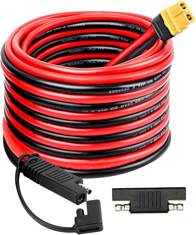 MOOKEERF 10AWG SAE to XT60 Connector Extension Cable 15FT, XT60 Female to SAE Cable With Polarity Reverse Adapter for Portable Power Station Solar Panel Generator