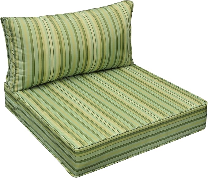 AAAAAcessories Outdoor Seat Cushions for Chairs, Fade-Resistant, Waterproof Patio Furniture Replacement Cushions, 23" x 23" x 5" + 23" x 13.5", Mossy Forest Stripe