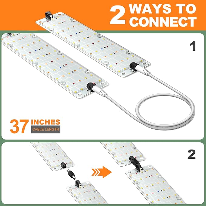 DOMMIA Grow Lights, 40W Linkable Grow Lights for Indoor Plants Full Spectrum, 6/12/16h Timer, Dimmable Ultra-Thin Plant Lights for Indoor Growing, Bluish White, 1-Set