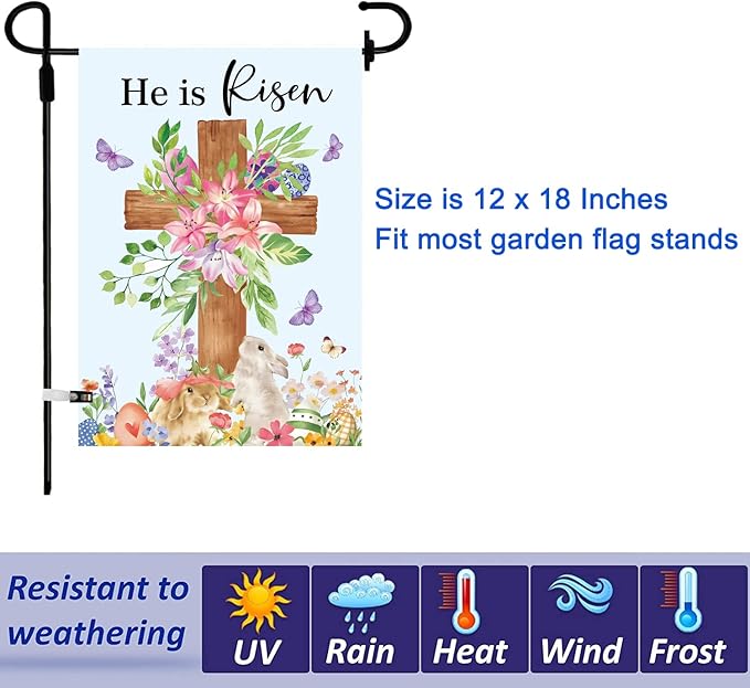 Christian Seasonal Garden Flags Set of 12 Double Sided 12 x 18 Inch Cross Yard Flags, Small Flags for Outside, Fall Winter Easter Christmas Outdoor Flags, Holiday Garden Flags for All Seasons ﻿