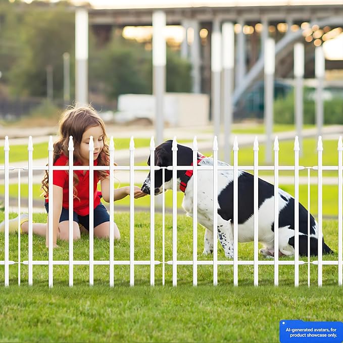 Thealyn Metal Garden Fence 24" W x 24" H (5 Panels, Total 10 ft), Decorative Border Folding Fence, Landscape Fencing for Flower Bed, Yard, Animal Barrier