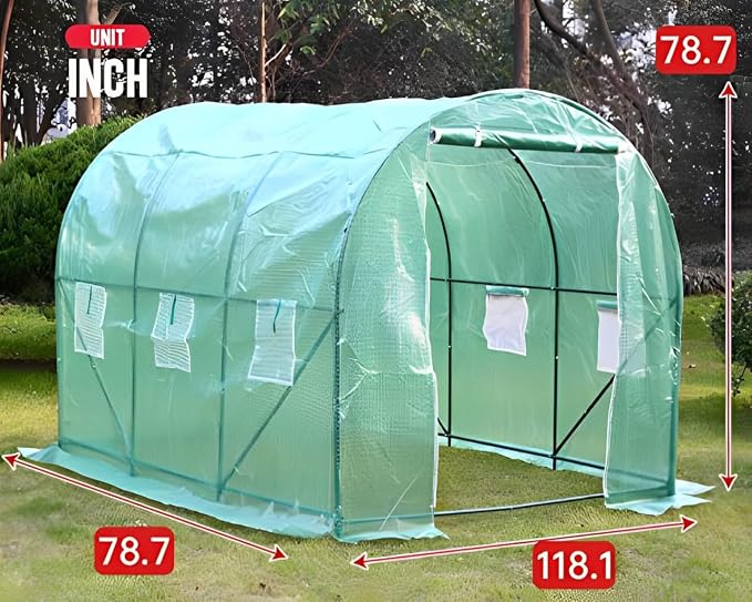 Greenhouse Walk-in Green House Greenhouse Kit with Observation Windows for Outdoor Plants Growing,Green Houses for Outside (L10'xW7'xH7')