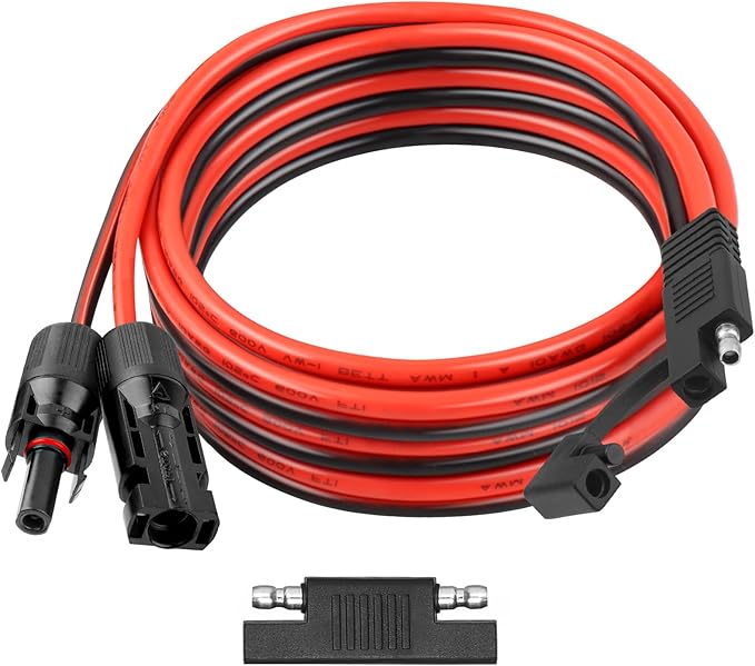 10AWG Solar Panel to SAE Adapter Cable 12FT SAE Connector Battery Cable PV Solar Extension Wire with SAE Polarity Reverse Adapter for RV Caravan Solar Panel Battery Charger