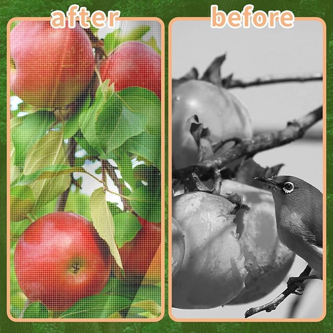 1 Pack Extra-Large Fruit Tree Netting Covers for Birds and Squirrels(15X15ft) –Bird Nets for Fruit Trees with Zipper and Drawstring, Extra Large Durable Mesh Garden Netting to Protect Fruit Trees